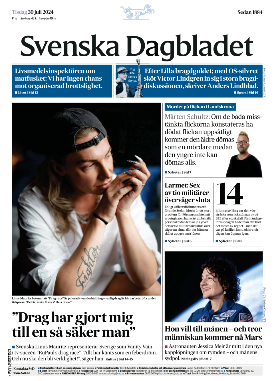 Prima-pagina-Svenska Dagbladet-edizione-di-oggi-20240730